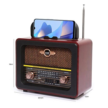 NNS NS-8073BT RADYO NOSTALJİ ŞARJLI BT/USB/SD/FM TELEFON STANDLI