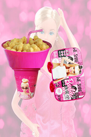 Barbie Beslenme Kutusu ve Mısır Cips Kovalı Pipetli Bardak 2'li Takım