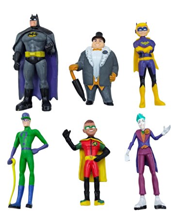 Batwheels Figürleri Batman, Riddler, Penguin, The Joker, Robin, Batgirl Karakterleri 6'lı Set