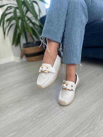 KADIN GOLD TOKA DETAYLI RAHAT TABAN CİLT LOAFER VELA