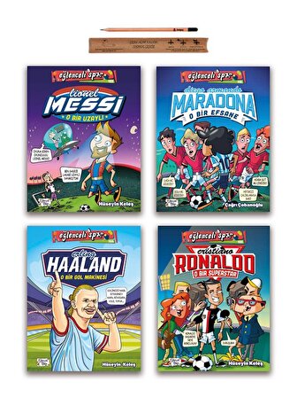 Eğlenceli Bilgi Futbolun Ustaları Seti 4 Kitap - Lionel Messi - Armando Maradona - Erling Haaland 