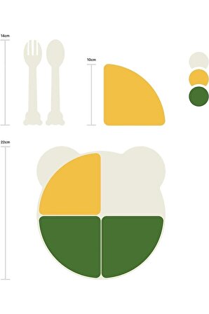 Çocuk Bebek Yemek Tabağı 4 Bölmeli 7 Parça Ayı Yogi Model Çatal Kaşıklı