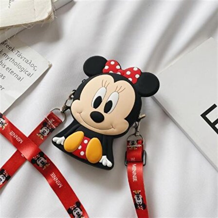 Mickey Mouse Minnie Mouse Tasarım Silikon Omuz Askılı Çanta
