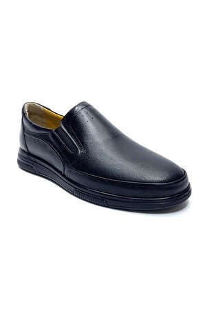%100 İçi Dışı Hakiki Deri Ortopedik Taban Siyah-Bej Erkek Günlük Comfort Ayakkabı
