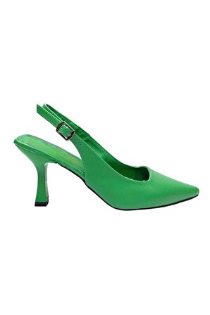 Alçak Topuklu Ayakkabı Yeşil Stiletto