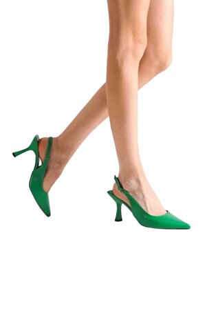 Alçak Topuklu Ayakkabı Yeşil Stiletto