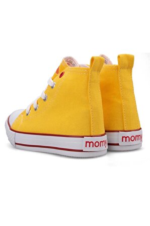 Unisex Çocuk Keten Uzun Convers Modeli Bağcıklı Sneaker Spor Ayakkabı Sarı (26-30)