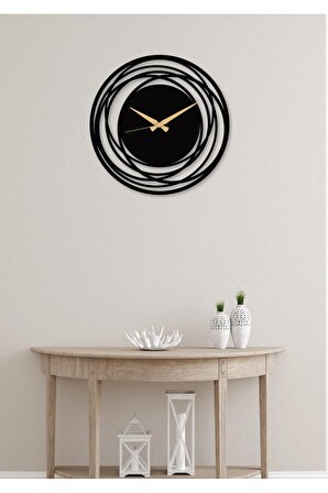 Circle Metal Siyah Duvar Saati - Ev / Ofis Saati - Hediye Saat - 50 x 50 cm