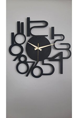 Modern Rakamlı Metal Siyah Duvar Saati - Hediye Saat- Ev / Ofis Saati - 50 X 50 Cm