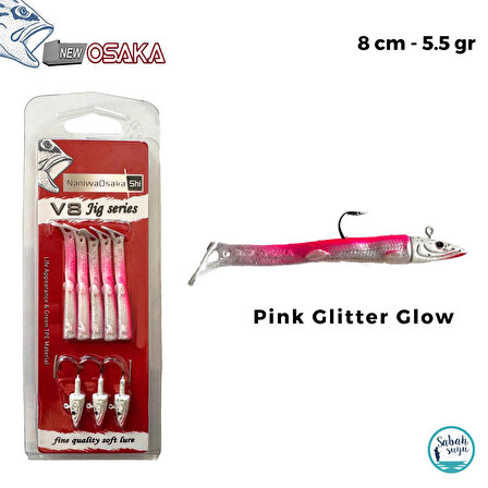 Osaka V8 8cm 5.5gr Silikon Yem Set (3+5) Pink Glitter Glow