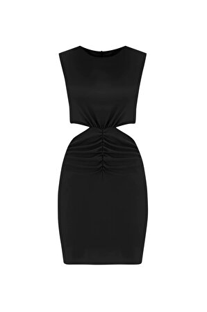 Siyah Cut Out Kadın Mini Elbise