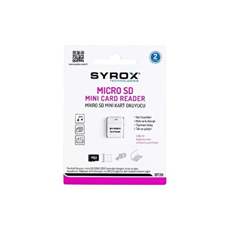 Syrox Micro Sd Mini Kart Okuyucu Dt-20