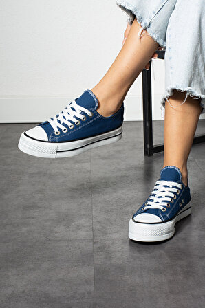 İndigo Mavi Keten [Yüksek Taban (4 cm)] Günlük Kısa Unisex Sneaker
