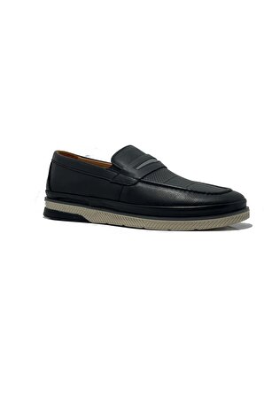 SLOPE 3581 Siyah Hakiki Deri Günlük Erkek Ayakkabı