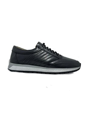 Özbek A105 Siyah Hakiki Deri Günlük Erkek Sneaker Ayakkabı