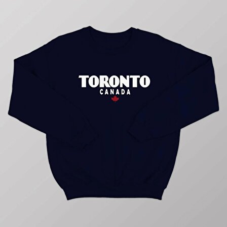 PROSPETTIVA KADIN LACİVERT OVERSIZE KALIN İÇİ POLARLI TORONTO CANADA SYMBOL SWEATSHIRT