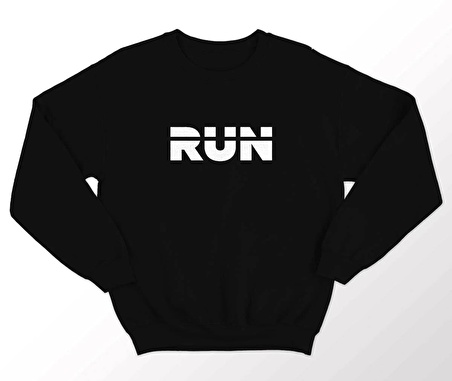 PROSPETTIVA KADIN SİYAH OVERSIZE KALIN İÇİ POLARLI KOŞ / RUN YAZILI SWEATSHIRT