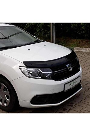 Dacia Logan Mcv Ön Kaput Koruma Rüzgarlığı 3mm Akrilik (ABS) Parlak Siyah Deflektör 2013->