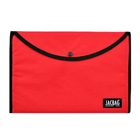 Jacbag Çıtçıtlı Kumaş Zarf Dosya A4 Kırmızı