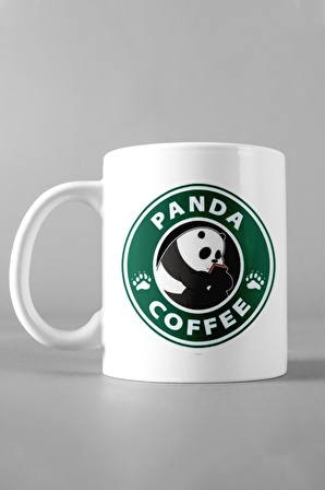 Panda Coffee Tasarım Baskılı Beyaz Kupa Bardak