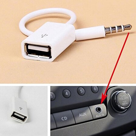 USB TO AUX KABLO STEREO DİŞİ SES 3.5MM MP3 PLAYER TELEFON OTG KULAKLIK