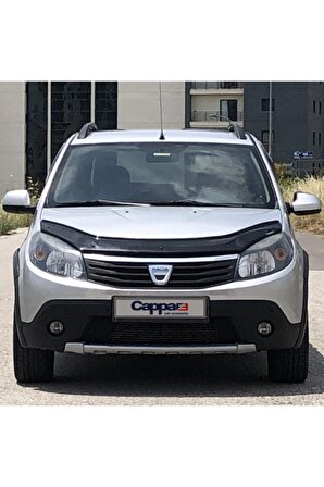 Dacia Sandero Ön Kaput Koruma Rüzgarlığı 3mm Akrilik (ABS) Parlak Siyah Deflektör 2009-2012