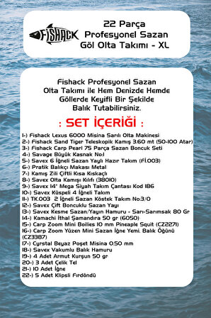 Fishack 22 Parça Sazan (Carp) Olta Seti XL - 3.60MT / 50-100GR