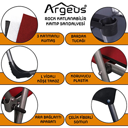 Argeus Rock 4'lü Bardaklı Katlanabilir Sandalye ve Masa Seti - Sahra (A-12)