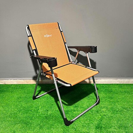 Argeus Rock Katlanabilir Kamp Sandalyesi Bardaklı - Açık Turuncu (A-08)