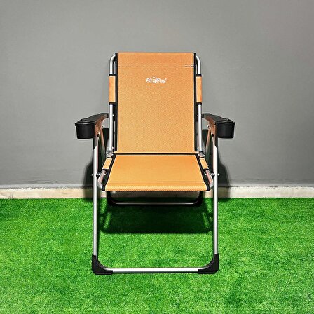 Argeus Rock Katlanabilir Kamp Sandalyesi Bardaklı - Açık Turuncu (A-08)
