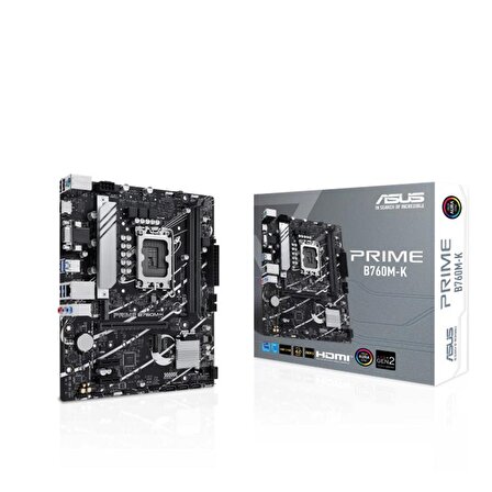 Asus Prıme B760MK Ddr5 8000Mhz 1Xvga 1Xhdmı 2Xm.2 Usb 3.2 Matx 1700P (13. Ve 12.Nesi̇l İşlemci̇ Uyum
