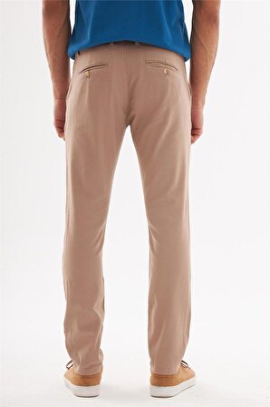 Erkek Slim Fit Yan Cep Chino Pantolon  Camel