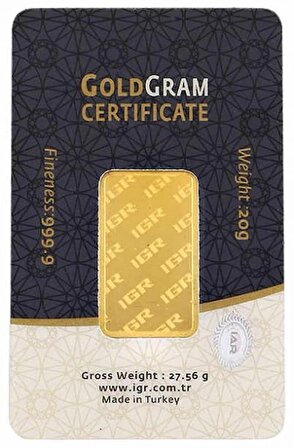 20 gr 999.9 IAR Gram Külçe Altın