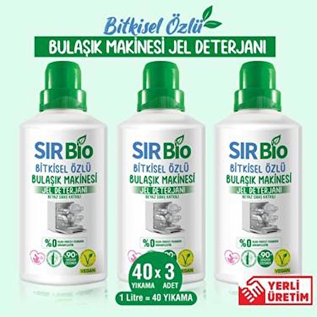 SIR BİO BULAŞIK MAKİNE DETERJ.BİTKİ.ÖZLÜ 1 Lt X 3