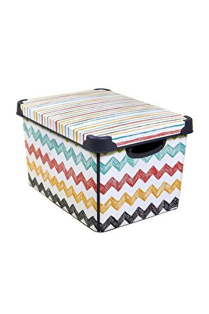 QUTU Style Box Colored Zigzag Plastik Dekoratif Kutu Seti - 2x 20 Litre