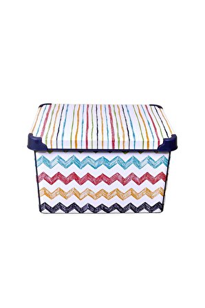 QUTU Style Box Colored Zigzag Plastik Dekoratif Kutu Seti - 2x 20 Litre