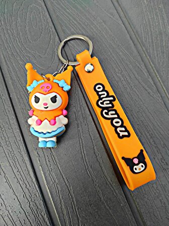 Anime Anahtarlık Turuncu Kuromi Sanrio Karakter Anahtarlık Çanta Ve Cüzdan Süsü-ANAHTARLIK56