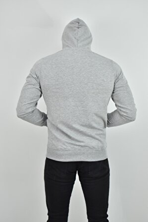 ZİDAN 4657-1 BÜYÜK BEDEN KAPŞONLU SWEATSHIRT- KANGURU CEPLİ BASİC - GRİ