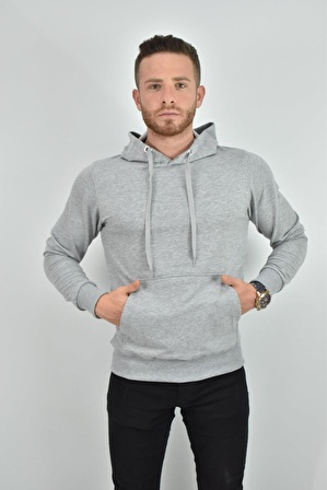 ZİDAN 4657-1 BÜYÜK BEDEN KAPŞONLU SWEATSHIRT- KANGURU CEPLİ BASİC