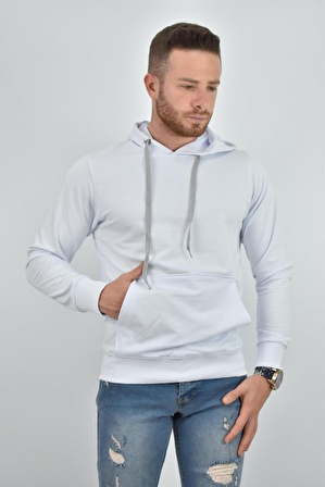 ZİDAN 4657-1 BÜYÜK BEDEN KAPŞONLU SWEATSHIRT- KANGURU CEPLİ BASİC