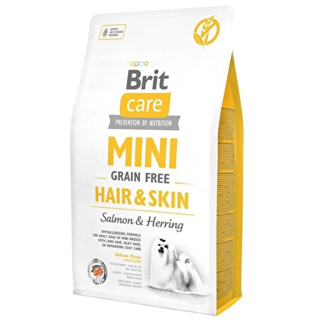 Brit care tahılsız 2kg mini adult hair skin somon ve ringa balıklı yetişkin köpek maması