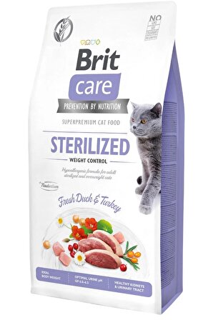 Brit care tahılsız sterilised kedi 7kg ördekli kısırlaştırılmış kedi maması kısır kedi kilo kontrolü