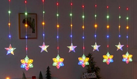 RGB Yıldız, Kartanesi Yılbaşı Parti Dekorasyon Işıklandırmaları, Saçak Perde LED Işık, Noel Süsleri
