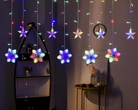 RGB Yıldız, Kartanesi Yılbaşı Parti Dekorasyon Işıklandırmaları, Saçak Perde LED Işık, Noel Süsleri
