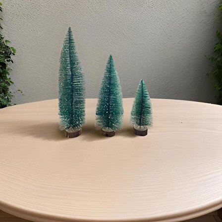 3'lü Yılbaşı Mini Masa Ağacı Seti, 40cm 30cm 20cm Kütük Yapay Noel Dekoratif Çam Ağacı, 3 Adet Ağaç 