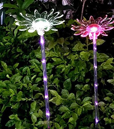 1 Adet Güneş Enerjili Bahçe Işığı Bahçe Papatya Figür RGB Solar Aydınlatma Bahçe Süslemeleri