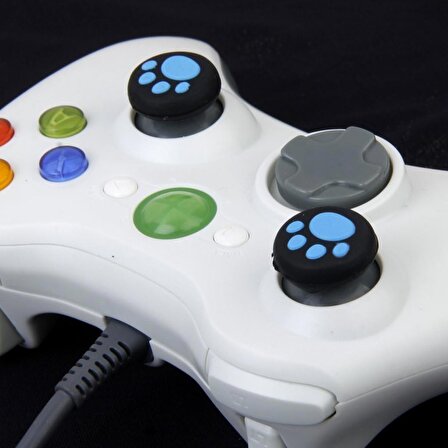 Analog Koruyucu Slikon Başlık Joystick için Ps5 | PS4 | PS3 | Xbox One | Xbox One S | Xbox 360 | Wii U Siyah-Mavi 4 Adet