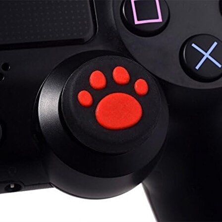 Analog Koruyucu Slikon Başlık Joystick için Ps5 | PS4 | PS3 | Xbox One | Xbox One S | Xbox 360 | Wii U Siyah-Kırmızı 4 Adet