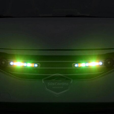 Araç Oto Rüzgar Enerjili Kablosuz 8 Ledli Gündüz Farı Araba Fırfırlı Elektriksiz Gündüz Ledi Lamba Su Geçirmez Renkli RGB