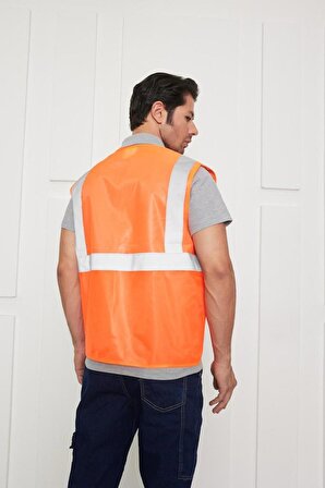 Orange Safety İkaz Yeleği Mühendis Tipi Reflektörlü